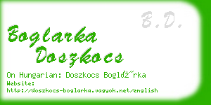 boglarka doszkocs business card